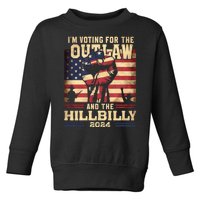 Im Voting For The Outlaw And The Hillbilly 2024 Trump Vance 2024 Us Flag Toddler Sweatshirt