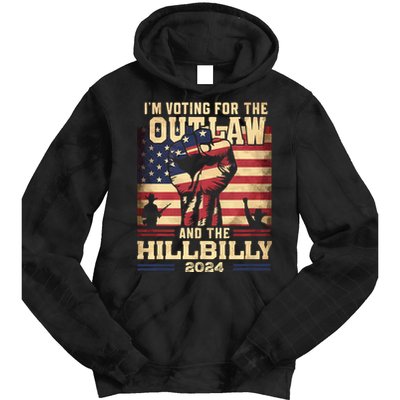 Im Voting For The Outlaw And The Hillbilly 2024 Trump Vance 2024 Us Flag Tie Dye Hoodie