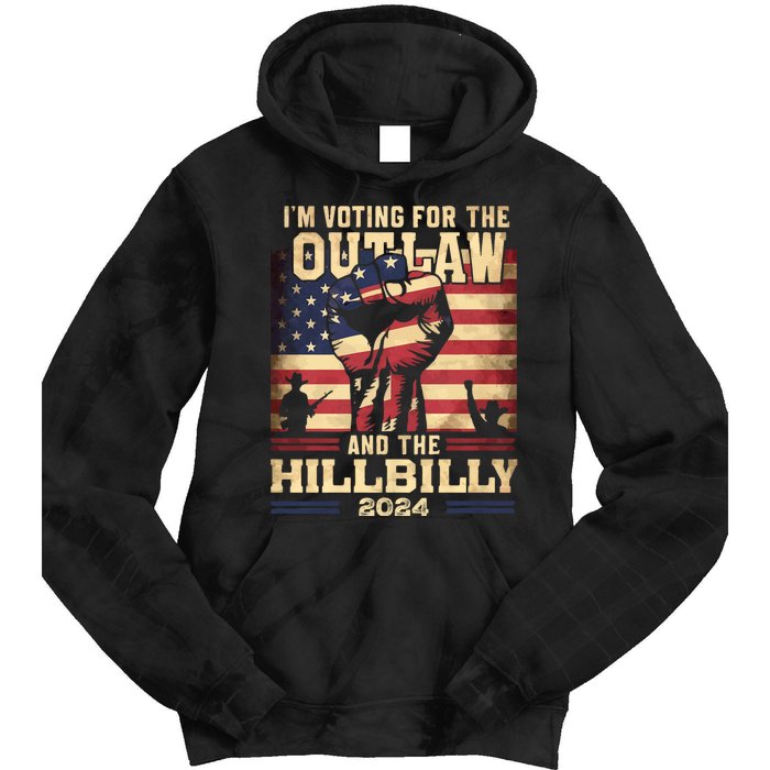 Im Voting For The Outlaw And The Hillbilly 2024 Trump Vance 2024 Us Flag Tie Dye Hoodie