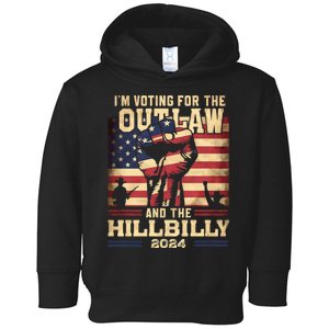 Im Voting For The Outlaw And The Hillbilly 2024 Trump Vance 2024 Us Flag Toddler Hoodie