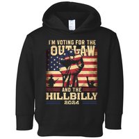 Im Voting For The Outlaw And The Hillbilly 2024 Trump Vance 2024 Us Flag Toddler Hoodie