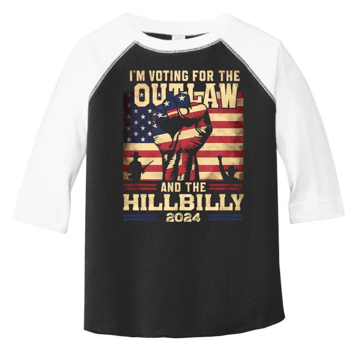 Im Voting For The Outlaw And The Hillbilly 2024 Trump Vance 2024 Us Flag Toddler Fine Jersey T-Shirt