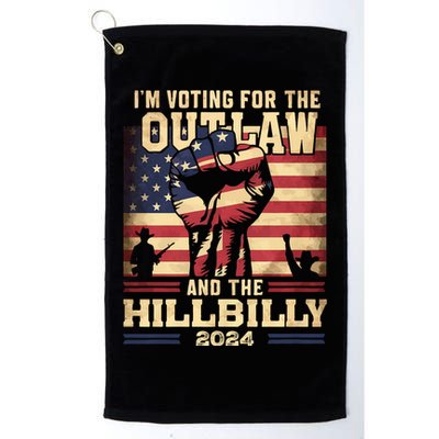 Im Voting For The Outlaw And The Hillbilly 2024 Trump Vance 2024 Us Flag Golf Towel