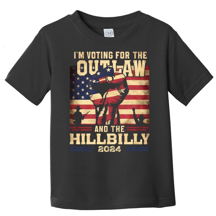 Im Voting For The Outlaw And The Hillbilly 2024 Trump Vance 2024 Us Flag Toddler T-Shirt