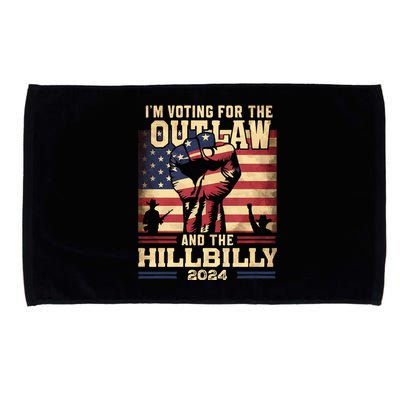 Im Voting For The Outlaw And The Hillbilly 2024 Trump Vance 2024 Us Flag Microfiber Hand Towel