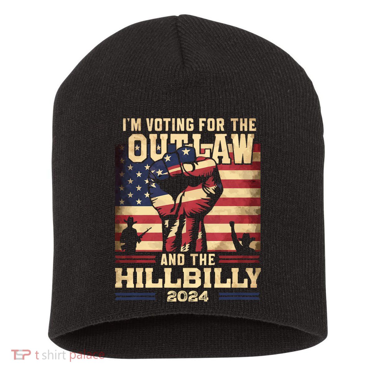 Im Voting For The Outlaw And The Hillbilly 2024 Trump Vance 2024 Us Flag Short Acrylic Beanie