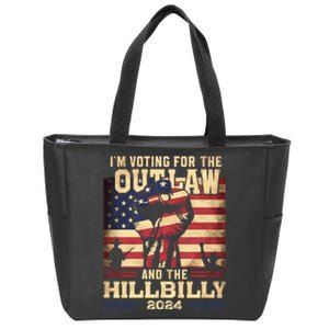 Im Voting For The Outlaw And The Hillbilly 2024 Trump Vance 2024 Us Flag Zip Tote Bag