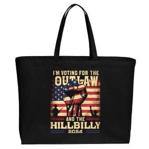 Im Voting For The Outlaw And The Hillbilly 2024 Trump Vance 2024 Us Flag Cotton Canvas Jumbo Tote