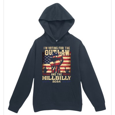 Im Voting For The Outlaw And The Hillbilly 2024 Trump Vance 2024 Us Flag Urban Pullover Hoodie