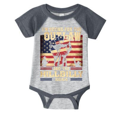 Im Voting For The Outlaw And The Hillbilly 2024 Trump Vance 2024 Us Flag Infant Baby Jersey Bodysuit