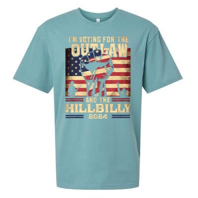 Im Voting For The Outlaw And The Hillbilly 2024 Trump Vance 2024 Us Flag Sueded Cloud Jersey T-Shirt