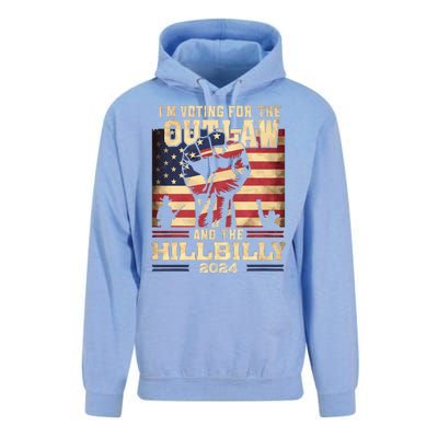 Im Voting For The Outlaw And The Hillbilly 2024 Trump Vance 2024 Us Flag Unisex Surf Hoodie