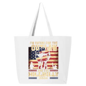 Im Voting For The Outlaw And The Hillbilly 2024 Trump Vance 2024 Us Flag 25L Jumbo Tote