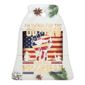 Im Voting For The Outlaw And The Hillbilly 2024 Trump Vance 2024 Us Flag Ceramic Bell Ornament