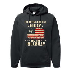 IM Voting For The Outlaw And The Hillbilly 2024 Us Flag Performance Fleece Hoodie