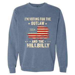 IM Voting For The Outlaw And The Hillbilly 2024 Us Flag Garment-Dyed Sweatshirt