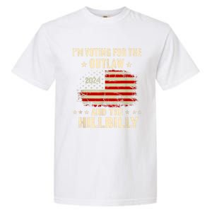 IM Voting For The Outlaw And The Hillbilly 2024 Us Flag Garment-Dyed Heavyweight T-Shirt