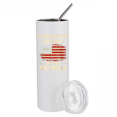 IM Voting For The Outlaw And The Hillbilly 2024 Us Flag Stainless Steel Tumbler