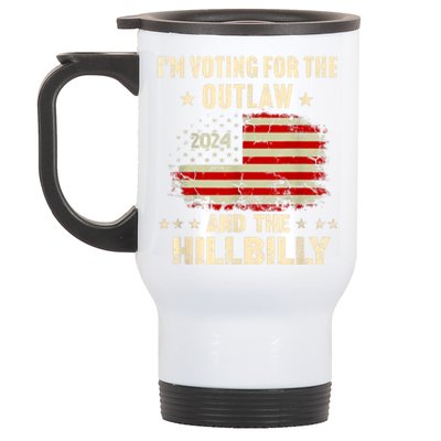 IM Voting For The Outlaw And The Hillbilly 2024 Us Flag Stainless Steel Travel Mug