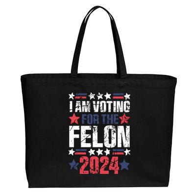 Im Voting For The Felon Grunge Front And Back Design Cotton Canvas Jumbo Tote