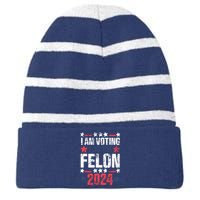 Im Voting For The Felon Grunge Front And Back Design Striped Beanie with Solid Band