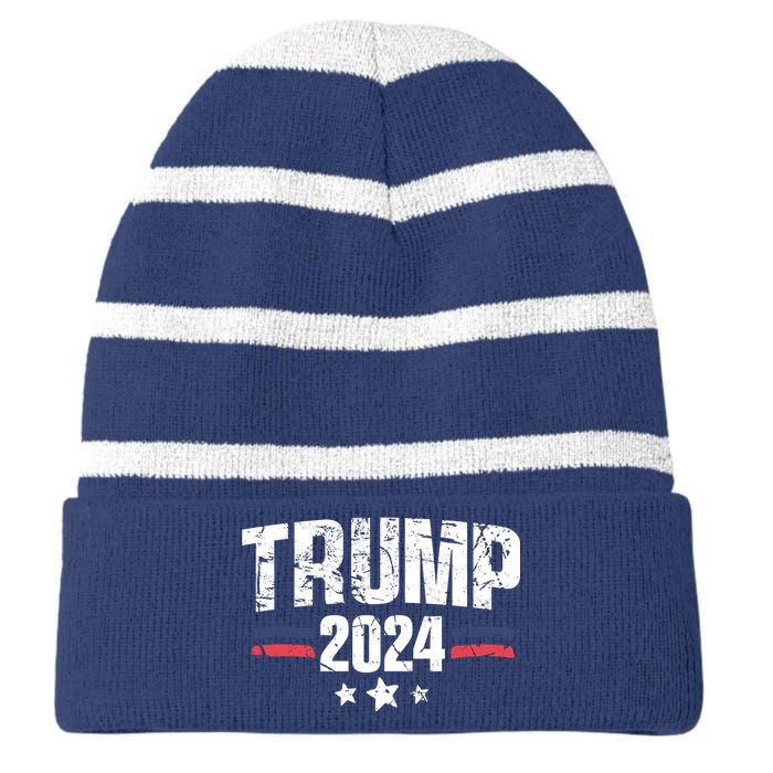 Im Voting For The Felon Grunge Front And Back Design Striped Beanie with Solid Band