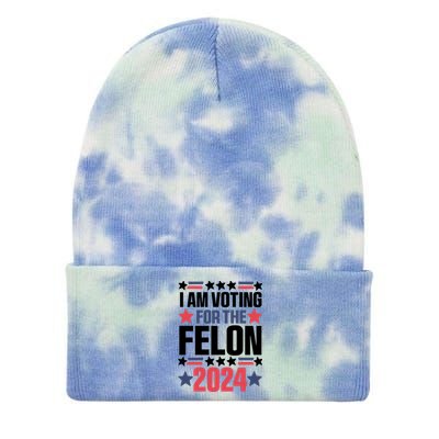 Im Voting For The Felon Grunge Front And Back Design Tie Dye 12in Knit Beanie