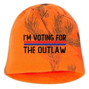 IM Voting For The Outlaw Cute Gift Fourth Of July Trump 2027 Gift Kati - Camo Knit Beanie