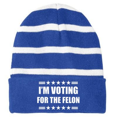 IM Voting For A Felon Striped Beanie with Solid Band