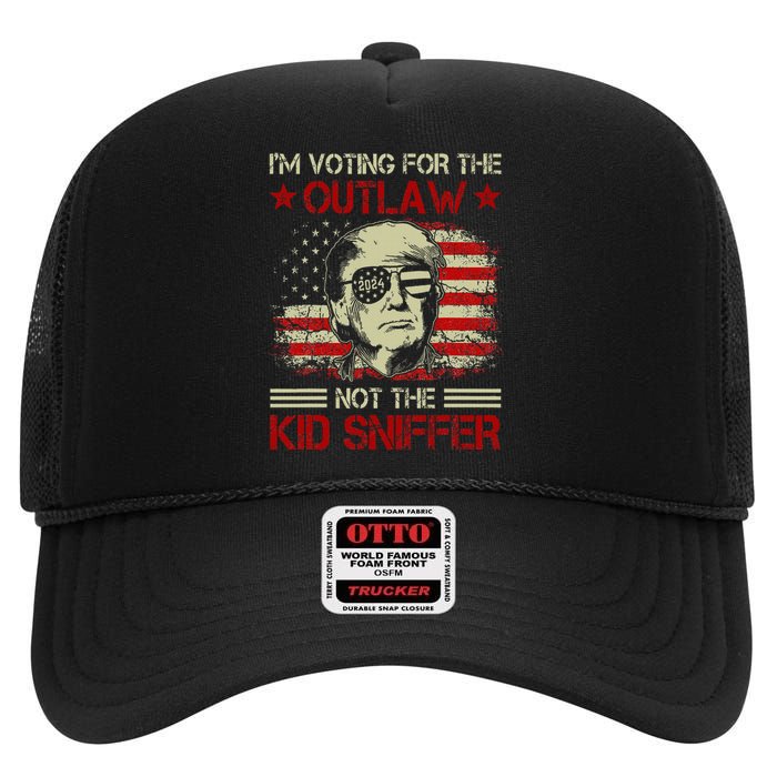 Im Voting For The Outlaw Not The Sniffer Trump 2024 High Crown Mesh Back Trucker Hat