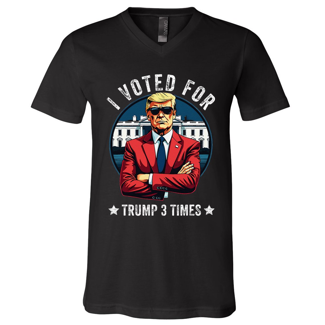 I Voted For Trump 3 Times Distressed Vintage V-Neck T-Shirt