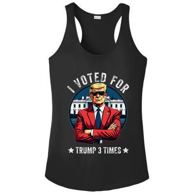 I Voted For Trump 3 Times Distressed Vintage Ladies PosiCharge Competitor Racerback Tank