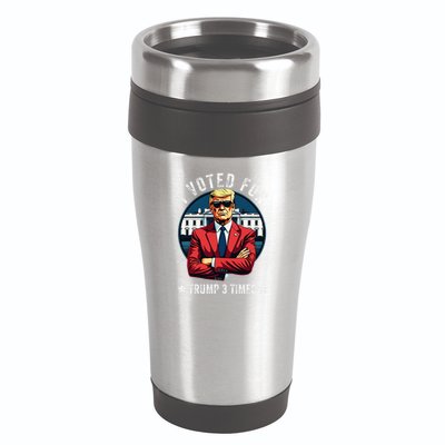 I Voted For Trump 3 Times Distressed Vintage 16oz Travel Tumbler