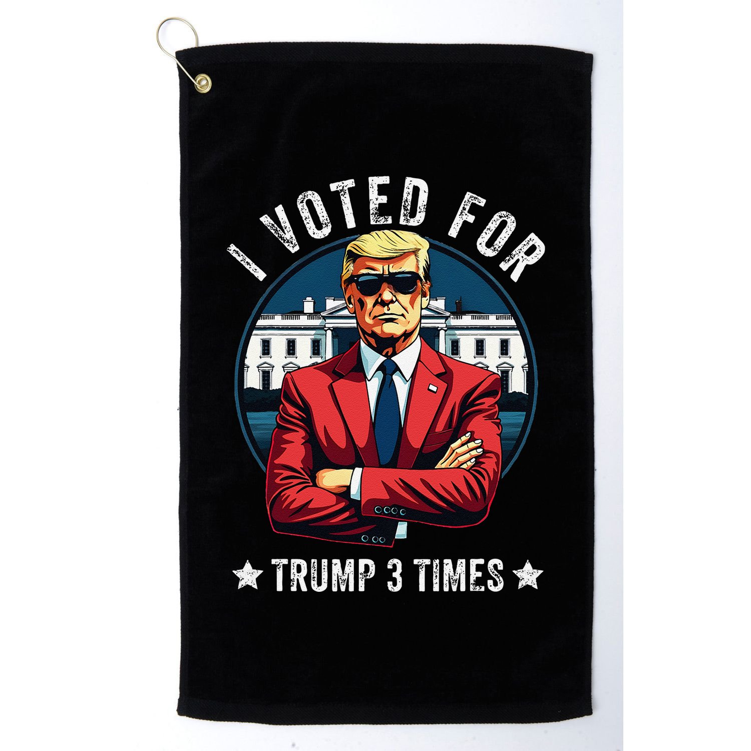 I Voted For Trump 3 Times Distressed Vintage Golf Towel