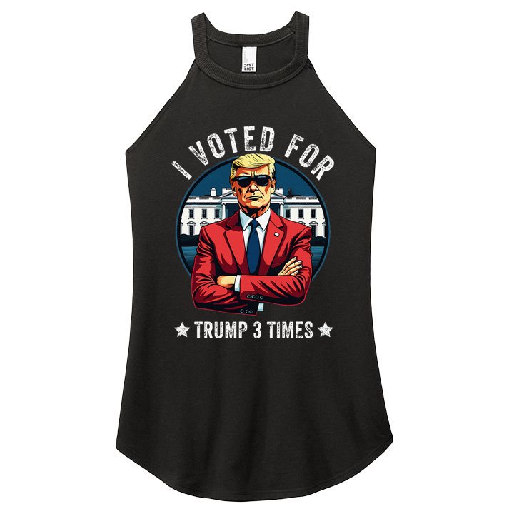 I Voted For Trump 3 Times Distressed Vintage Women's Perfect Tri Rocker Tank