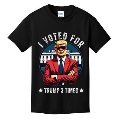 I Voted For Trump 3 Times Distressed Vintage Kids T-Shirt