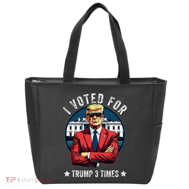 I Voted For Trump 3 Times Distressed Vintage Zip Tote Bag