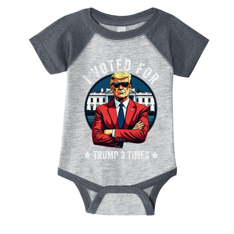 I Voted For Trump 3 Times Distressed Vintage Infant Baby Jersey Bodysuit