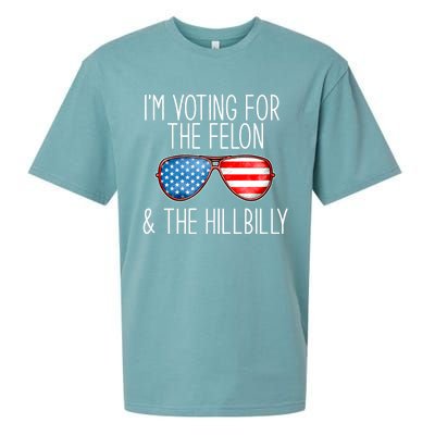 IM Voting For The Felon & The Hillbilly 2024 Pro Trump Meme Sueded Cloud Jersey T-Shirt