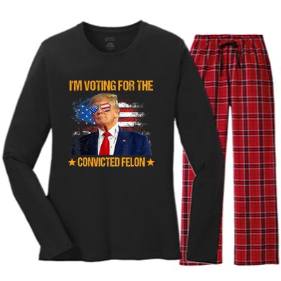 IM Voting For The Convicted Felon Women's Long Sleeve Flannel Pajama Set 