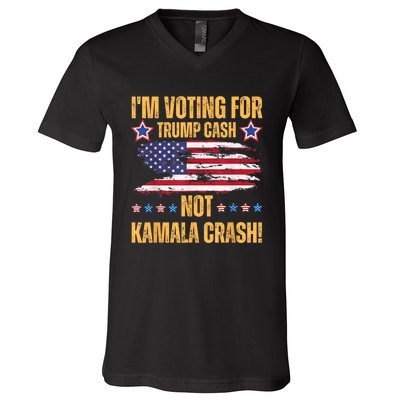 IM Voting For Trump Cash Not Kamala Crash American Flag V-Neck T-Shirt