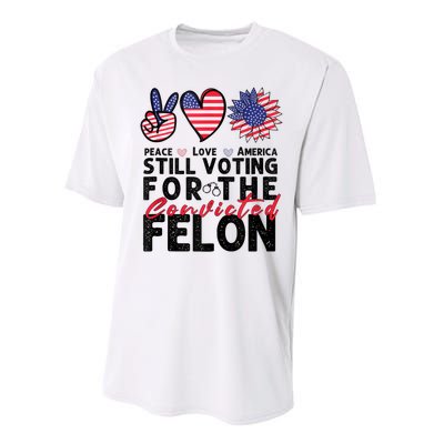 IM Voting For The Convicted Felon Peace Love America 2024 Performance Sprint T-Shirt