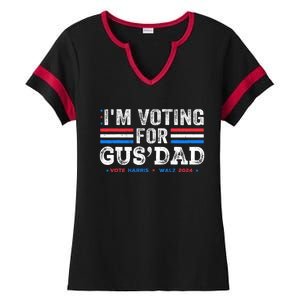 IM Voting For Gus Dad Vote Kamala Harris Walz 2024 Ladies Halftime Notch Neck Tee