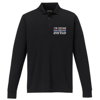 IM Voting For Gus Dad Vote Kamala Harris Walz 2024 Performance Long Sleeve Polo