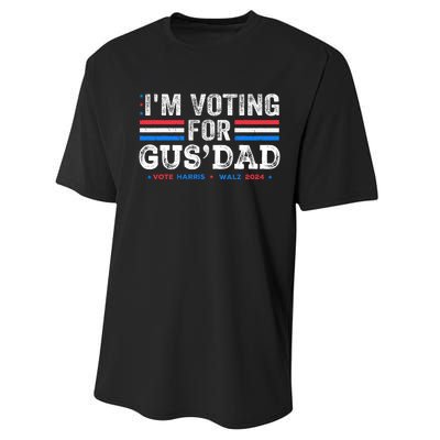 IM Voting For Gus Dad Vote Kamala Harris Walz 2024 Performance Sprint T-Shirt