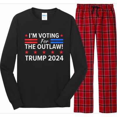 Im Voting For The Outlaw Funny Pro Trump 2024 Election Long Sleeve Pajama Set