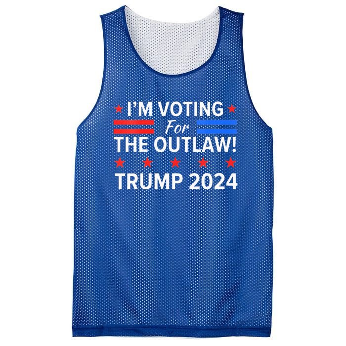 Im Voting For The Outlaw Funny Pro Trump 2024 Election Mesh Reversible Basketball Jersey Tank