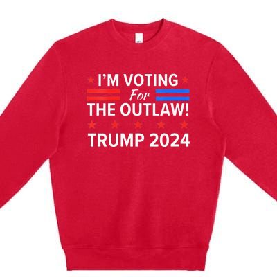 Im Voting For The Outlaw Funny Pro Trump 2024 Election Premium Crewneck Sweatshirt