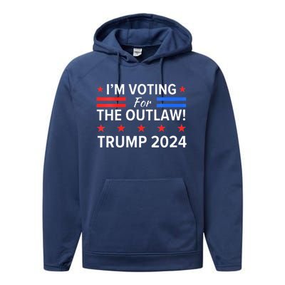 Im Voting For The Outlaw Funny Pro Trump 2024 Election Performance Fleece Hoodie