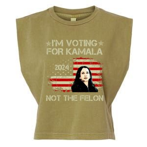 IM Voting For Kamala Harris 2024 Not The Felon Us Flag Garment-Dyed Women's Muscle Tee